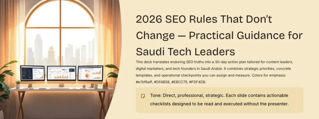 2026 SEO Rules That Don’t Change — Practical Guidance for Saudi Tech Leaders
